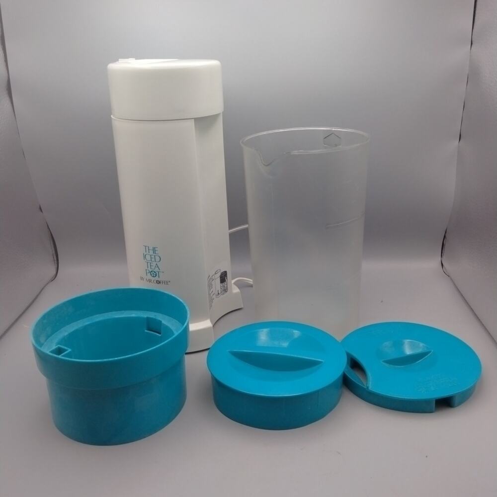 Mr Coffee Iced Tea Pot w 2 Quart Pitcher & Lid Maker Brewer TM 1.7 Blue Teal